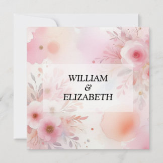 Pastel floral waterverf roze en paarse kleuren kaart