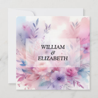 Pastel floral waterverf roze en paarse kleuren kaart