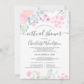Pastel floral waterverf script virtual shower kaart (Voorkant)