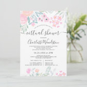 Pastel floral waterverf script virtual shower kaart (Staand voorkant)