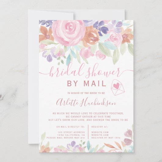 Pastel floral waterverf vrijgezellenfeest per post kaart (Voorkant)