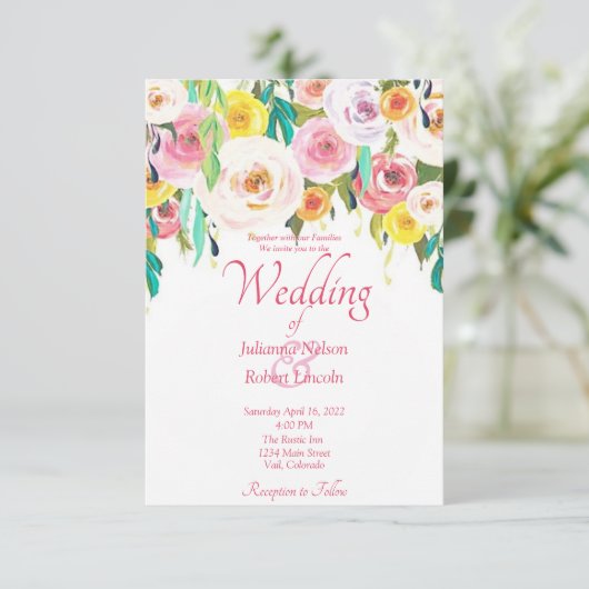Pastel floral Weddenschap Kaart (Staand voorkant)