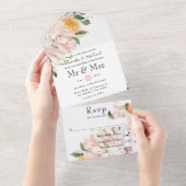 Pastel Floral Wedding All In One Uitnodiging (Afscheurbaar)