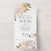 Pastel Floral Wedding All In One Uitnodiging (Binnen)