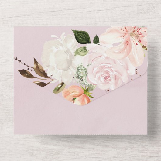 Pastel Floral Wedding All In One Uitnodiging (Achterkant)