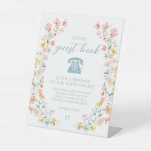 Pastel Floral Wedding Audio Gastenboek Teken Reclamebord Met Voetstuk