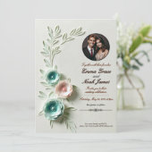 Pastel Floral Wedding Invitation Kaart (Staand voorkant)
