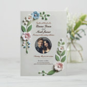 Pastel Floral Wedding Invitation Kaart (Staand voorkant)