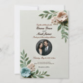 Pastel Floral Wedding Invitation Kaart (Voorkant)