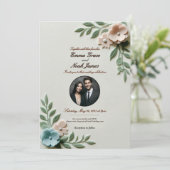 Pastel Floral Wedding Invitation Kaart (Staand voorkant)