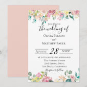 Pastel Floral Wedding Invitation Kaart (Voorkant / Achterkant)