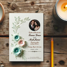Pastel Floral Wedding Invitation Kaart