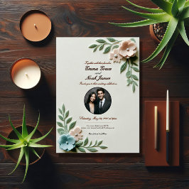 Pastel Floral Wedding Invitation Kaart