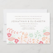 Pastel Floral Wedding Invitation Kaart (Voorkant)