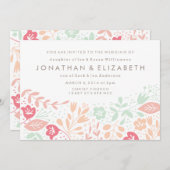 Pastel Floral Wedding Invitation Kaart (Voorkant / Achterkant)
