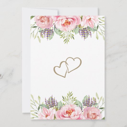 Pastel Floral Wedding Invitation Kaart (Achterkant)