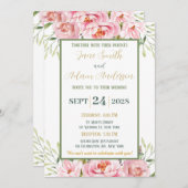Pastel Floral Wedding Invitation Kaart (Voorkant / Achterkant)