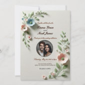 Pastel Floral Wedding Invitation Kaart (Voorkant)