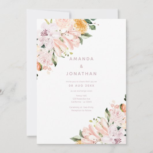 Pastel Floral Wedding Kaart (Voorkant)