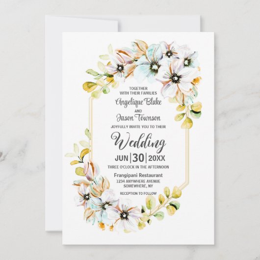 Pastel Floral Wedding Kaart (Voorkant)