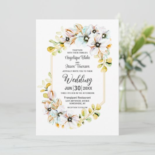 Pastel Floral Wedding Kaart (Staand voorkant)