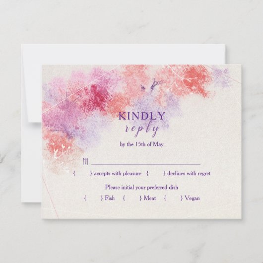 Pastel Floral Wedding Menu Keuze RSVP Kaart (Voorkant)