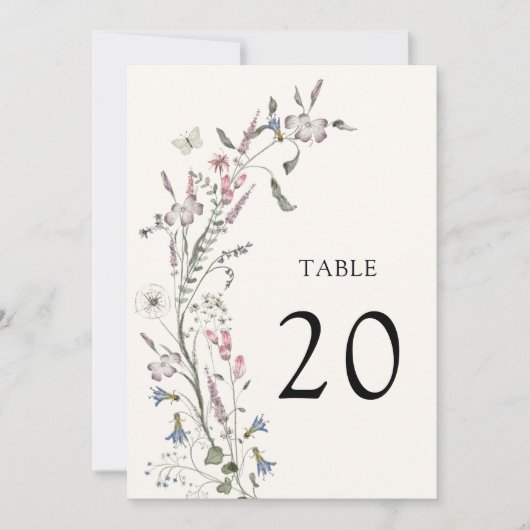Pastel Floral Wedding Table Number (Voorkant)