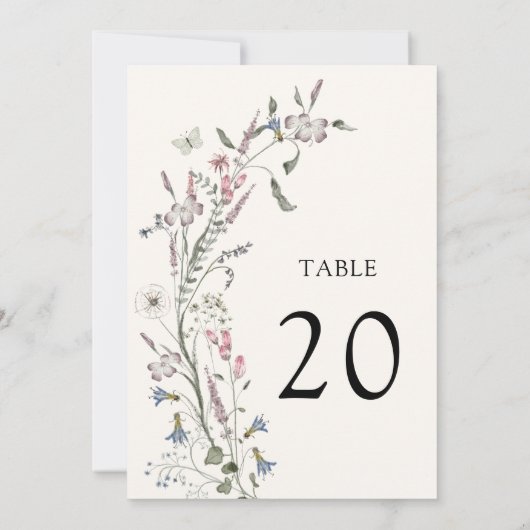 Pastel Floral Wedding Table Number (Achterkant)