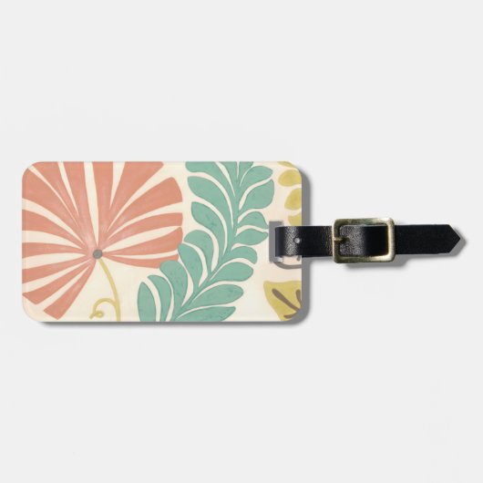 Pastel Floral-wijnstokken en bladeren op de achter Bagagelabel (Voorkant horizontaal)