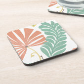 Pastel Floral-wijnstokken en bladeren op de achter Bier Onderzetter (Linkerzijde)