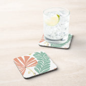 Pastel Floral-wijnstokken en bladeren op de achter Bier Onderzetter (Rechterzijde)