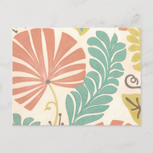 Pastel Floral-wijnstokken en bladeren op de achter Briefkaart (Voorkant)