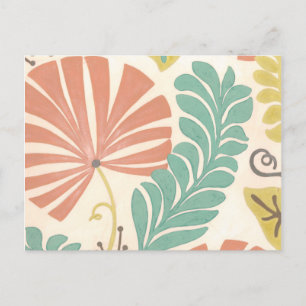 Pastel Floral-wijnstokken en bladeren op de achter Briefkaart
