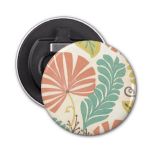 Pastel Floral-wijnstokken en bladeren op de achter Button Flesopener