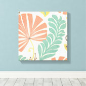 Pastel Floral-wijnstokken en bladeren op de achter Canvas Afdruk (Insitu (Houten vloer))