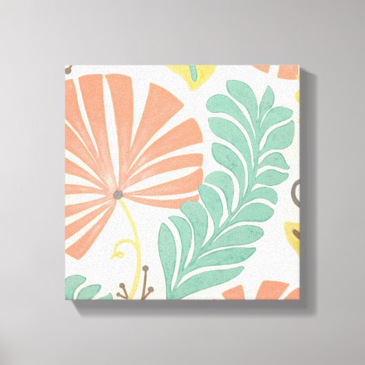 Pastel Floral-wijnstokken en bladeren op de achter Canvas Afdruk (Voorkant)