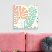 Pastel Floral-wijnstokken en bladeren op de achter Canvas Afdruk (Insitu (Woonkamer))