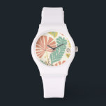Pastel Floral-wijnstokken en bladeren op de achter Horloge<br><div class="desc">Florale wijnstokken en bladeren in pastelkleuren zijn het onderwerp van dit stuk van Erica J. Vess. Het mengsel van pastels op de crèmeachtergrond helpt het schilderij eruit te zien zonder de zintuigen te overweldigen. Zet deze tropische print vandaag in je huis!</div>