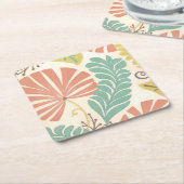 Pastel Floral-wijnstokken en bladeren op de achter Kartonnen Onderzetters (Schuin)