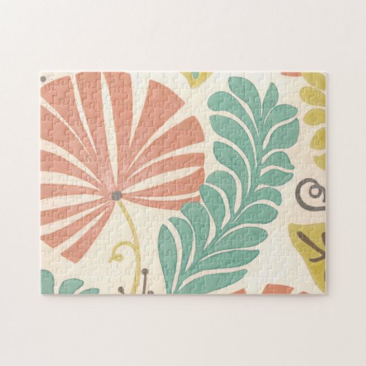 Pastel Floral-wijnstokken en bladeren op de achter Legpuzzel (Horizontaal)