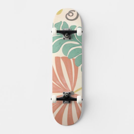 Pastel Floral-wijnstokken en bladeren op de achter Persoonlijk Skateboard (Voorkant)