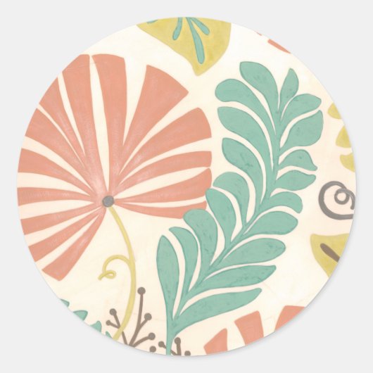 Pastel Floral-wijnstokken en bladeren op de achter Ronde Sticker (Voorkant)