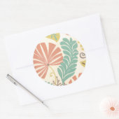Pastel Floral-wijnstokken en bladeren op de achter Ronde Sticker (Envelop)
