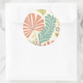 Pastel Floral-wijnstokken en bladeren op de achter Ronde Sticker (Tas)