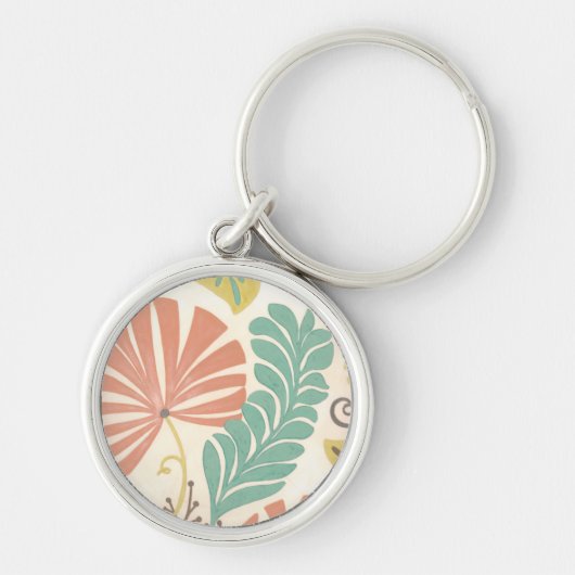 Pastel Floral-wijnstokken en bladeren op de achter Sleutelhanger (Voorkant)