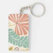 Pastel Floral-wijnstokken en bladeren op de achter Sleutelhanger (achterkant)