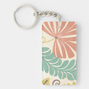 Pastel Floral-wijnstokken en bladeren op de achter Sleutelhanger