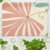 Pastel Floral-wijnstokken en bladeren op de achter Theedoek (Gevouwen)