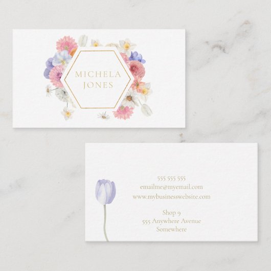 Pastel Floral Womens Elegant Designer Stylist Busi Visitekaartje (Voorkant / Achterkant)