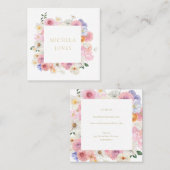 Pastel Floral Womens Elegant Designer Vierkante Visitekaartje (Voorkant / Achterkant)